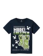 Nkmmylius Minecraft Ss Top Noos Bfu Tops T-Kortærmet Skjorte Navy Name...