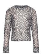 Nlftaina Ls Crop Mesh Top Tops T-shirts Long-sleeved T-Skjorte Black L...