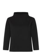 Hexacon Blouse, Solid Tops Blouses Long-sleeved Black Papu
