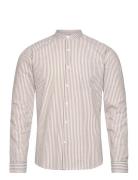 Seersucker Manderin Shirt L/S Tops Shirts Casual Cream Lindbergh