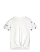 Embroidered Short-Sleeved T-Shirt Tops T-Kortærmet Skjorte White Mango