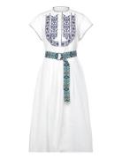 Pinjall Maxi Dress Ss Knælang Kjole White Lollys Laundry