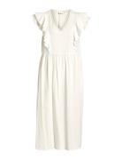 Vimatia V-Neck C/S Midi Dress Knælang Kjole Cream Vila