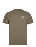 Photo Print Tee S/S Tops T-Kortærmet Skjorte Khaki Green Lindbergh