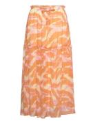 Recycled Chiffon Skirt Lang Nederdel Orange Rosemunde