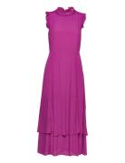 Midi Length Ruffle Dress Knælang Kjole Purple IVY OAK