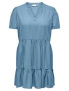 Cartiri-Caro S/S V-Neck Lin Dress Tlr Kort Kjole Blue ONLY Carmakoma