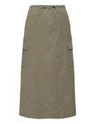 Midi-Skirt With Cargo Pockets Knælang Nederdel Khaki Green Mango