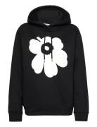 Runoja Unikko Placement Tops Sweatshirts & Hoodies Hoodies Black Marim...