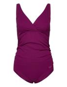 Womens V Neck Maternity U Back Sport Swimsuits Purple Speedo