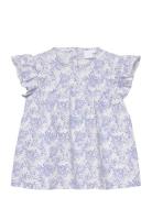 Ruffles Printed Blouse Tops Blouses & Tunics Blue Mango