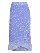 Vmsmilla H/W Wrap Skirt Wvn Ga Knælang Nederdel Blue Vero Moda