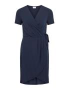 Vinayeli S/S Knee Wrap Dress/Su - Noos Knælang Kjole Navy Vila