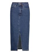 Vmveri Hr Calf Denim Skirt Ga Mix Noos Knælang Nederdel Blue Vero Moda