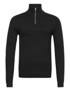 Ecovero Half Zip L/S Knit Tops Knitwear Half Zip Jumpers Black Lindber...