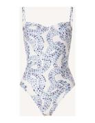 Eva Printed Swimsuit Badedragt Badetøj Blue Lexington Clothing