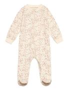 Nightsuit W.zipper A. Foot Pyjamas Sie Jumpsuit Cream Fixoni