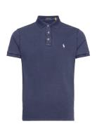 Custom Slim Fit Spa Terry Polo Shirt Tops Polos Short-sleeved Navy Pol...