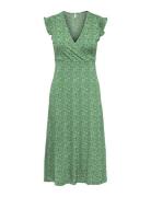 Onlmay Life S/L Wrap Midi Dress Jrs Knælang Kjole Green ONLY