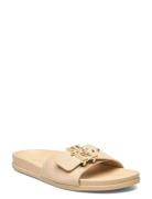 Th Hardware Suede Flat Sandal Flade Sandaler Cream Tommy Hilfiger