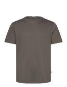 Mercerized Cotton Tee S/S Tops T-Kortærmet Skjorte Brown Lindbergh Bla...