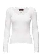 Rwbenita Silk Ls O-Neck Lace T-Shir Tops T-shirts & Tops Long-sleeved ...
