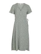 Vilovie S/S Wrap Midi Dress - Noos Knælang Kjole Green Vila