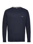 Waffle Ls-Shirt Tops T-Langærmet Skjorte Navy BOSS