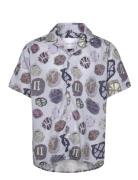 Artist Aop Ss Shirt Tops Shirts Short-sleeved Purple Les Deux