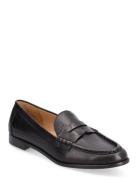 Wynnie Burnished Leather Loafer Loafers Flade Sko Black Lauren Ralph L...