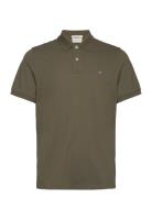 Reg Shield Ss Pique Polo Tops Polos Short-sleeved Khaki Green GANT