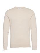 Mélange Round Neck Knit Tops Knitwear Round Necks Cream Lindbergh