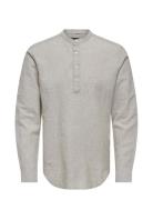Onscaiden Ls Halfplackt Linen Shirt Noos Tops Shirts Casual Beige ONLY...