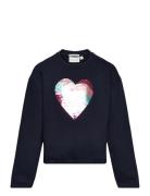 Sequin Artwork Sweatshirt Tops Sweatshirts & Hoodies Sweatshirts Navy ...