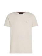 Stretch Slim Fit Tee Tops T-Kortærmet Skjorte Beige Tommy Hilfiger