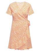 Carlivia S/S Wrap Knee Dress Wvn Kort Kjole Orange ONLY Carmakoma