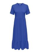 Onlmay Life S/S Peplum Calf Dress Jrs Knælang Kjole Blue ONLY