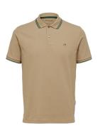 Slhdante Sport Ss Polo Tops Polos Short-sleeved Beige Selected Homme