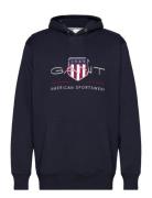 Reg Archive Shield Hoodie Tops Sweatshirts & Hoodies Hoodies Navy GANT