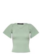 Vmginny Ss V-Neck Pullover Noos Tops Knitwear Jumpers Green Vero Moda