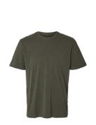 Slhaspen Slub Ss O-Neck Tee Noos Tops T-Kortærmet Skjorte Green Select...