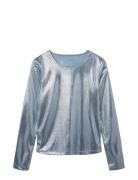 Nlfnirror Ls Crop Top Tops T-shirts Long-sleeved T-Skjorte Silver LMTD