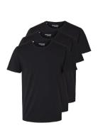 Slhroland Ss O-Neck Tee 3-Pack Noos Tops T-Kortærmet Skjorte Black Sel...