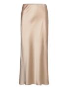 Objsateen Mw Ancle Skirt Div Lang Nederdel Beige Object