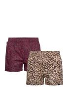 2-Pack - Leopard Boxers Underwear Boxer Shorts Red Pockies