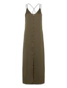 D6Loan Satin Dress Maxikjole Festkjole Khaki Green Dante6