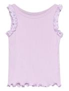 Top Ns Rib Tops T-shirts Sleeveless Purple Minymo