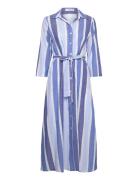 Belted Striped Shirt Dress Knælang Kjole Blue Mango