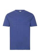 Reg Tonal Shield Ss T-Shirt Tops T-Kortærmet Skjorte Blue GANT