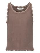 Rkbeatha Sl Top W/ Lace Tops T-shirts Sleeveless Brown Rosemunde Kids